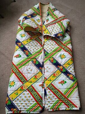 Vintage Floral Quilted "Snugglie" Wearable Sleeping Bag - Zipper Front, Snaps